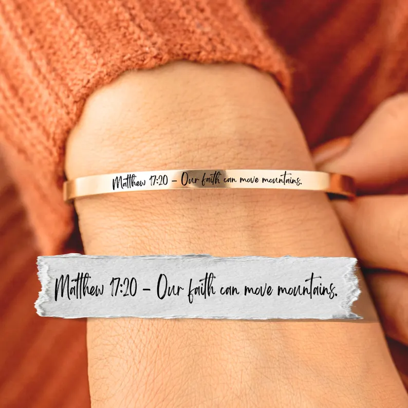 cuff bracelet with engraved Bible verse